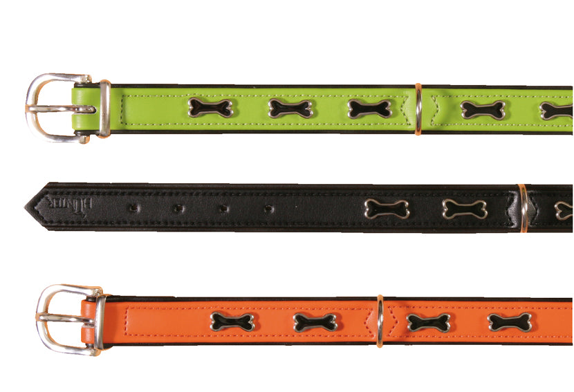 TRIXIE - halsband läder bendekor orange 18/45