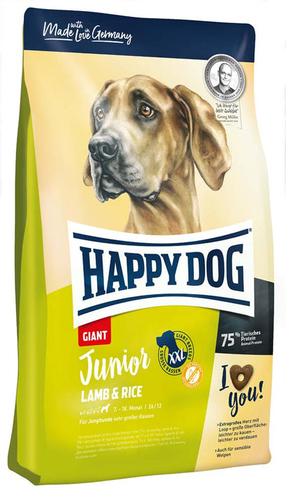 HappyDog - junior giant lamm & ris 15kg - hundfoder.