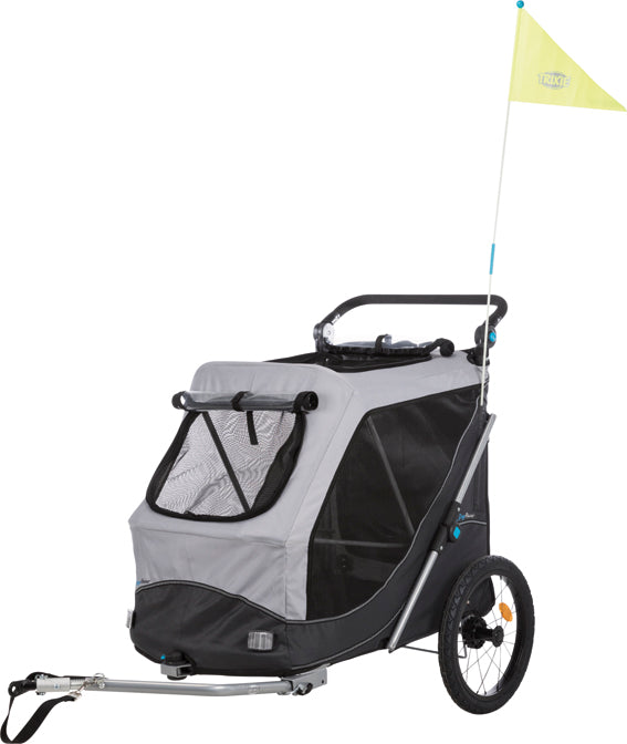 TRIXIE - cykelvagn quick-fold grå l74×95×103/143cm