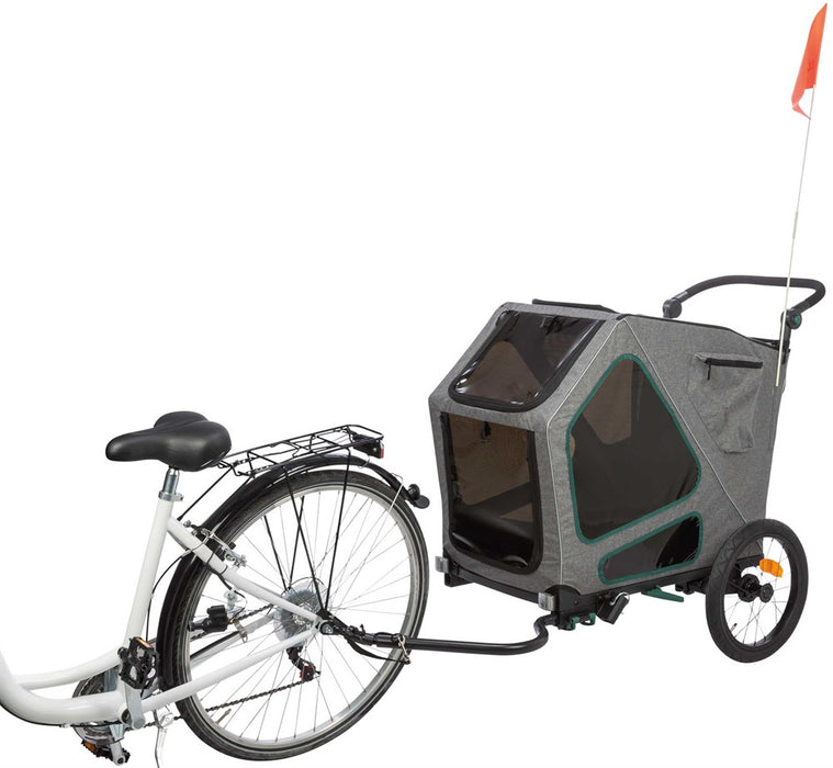 TRIXIE - cykelvagn m grå/salvia 71×95×85/138cm