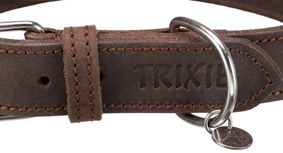 TRIXIE - rustic råläder halsband mörkbrun xs-s 27-34cm 18mm