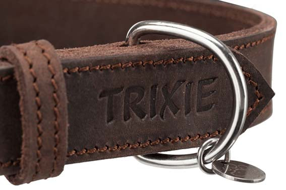 TRIXIE - rustic råläder halsband mörkbrun xs-s 27-34cm 18mm