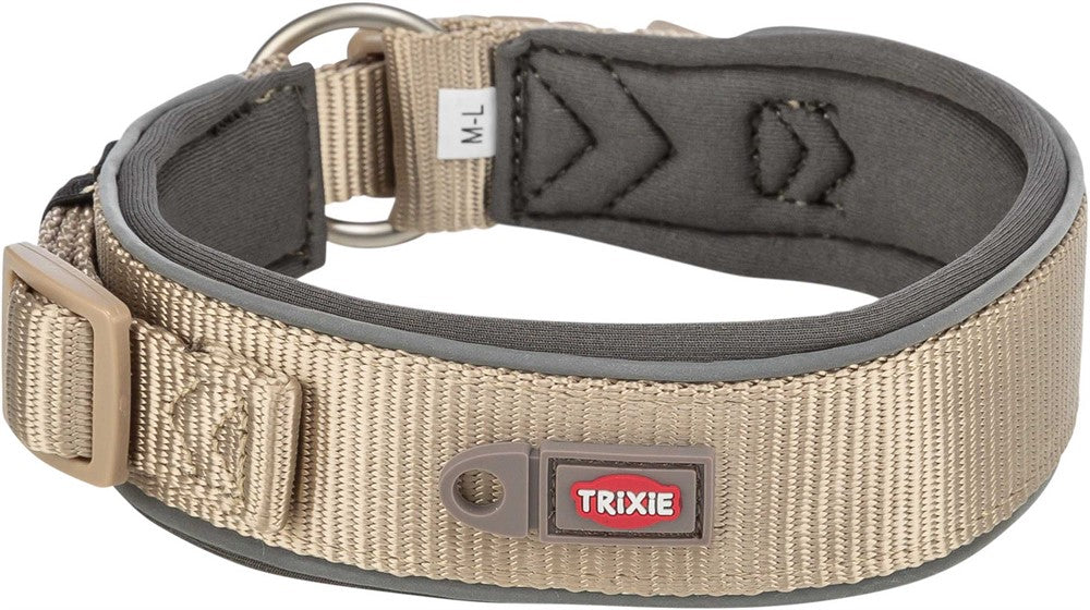 TRIXIE - premium halsband x-bred l-xl 53-62 cm/50 mm sand/grafit