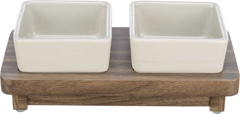 TRIXIE - citystyle matbar keramik/mdf 2 × 0.2l 10 × 10cm 24 × 4 × 12cm