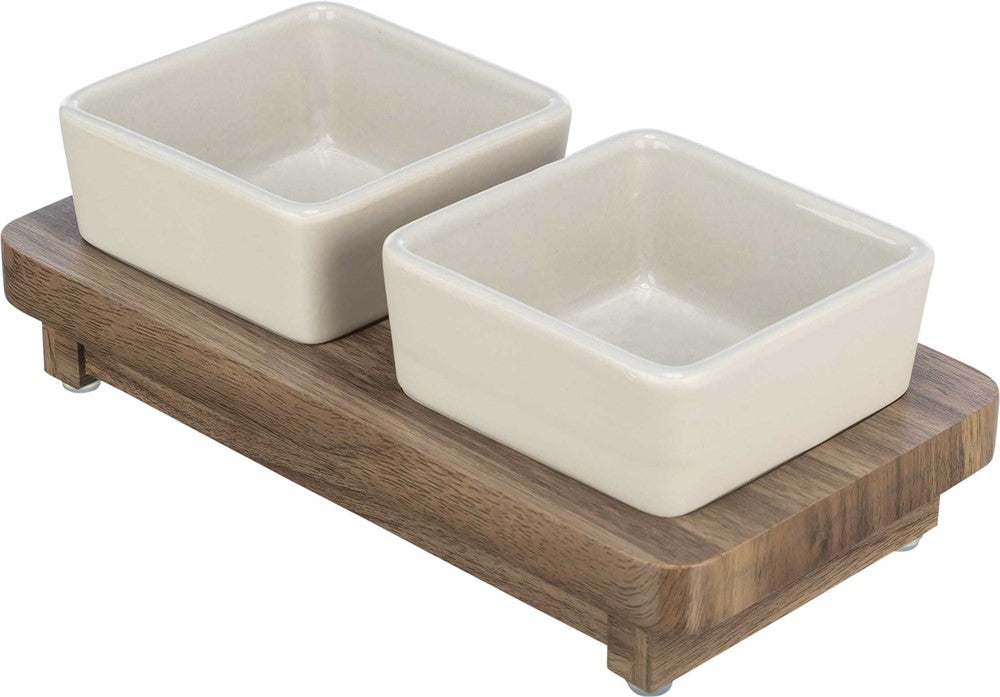 TRIXIE - citystyle matbar keramik/mdf 2 × 0.2l 10 × 10cm 24 × 4 × 12cm