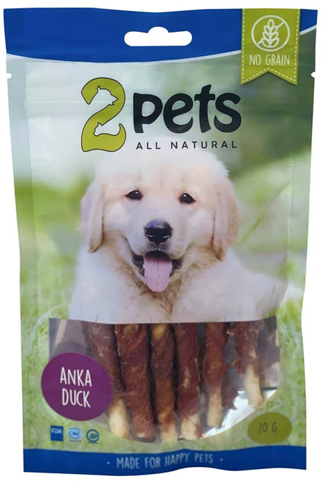 2pets - tuggpinne med ankfilé 12cm 6-pack 70g - hundtillbehör