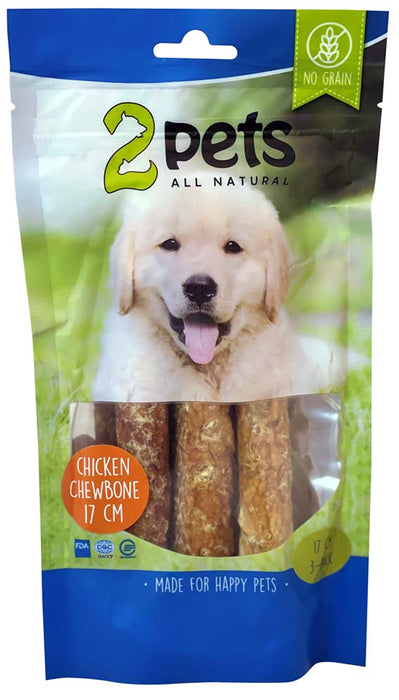 2pets - tuggrulle kycklingfilé 3-pack 17cm 140g - tuggben