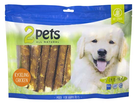 2pets - tuggrulle kycklingfilé xl 17cm 840g - hundgodis