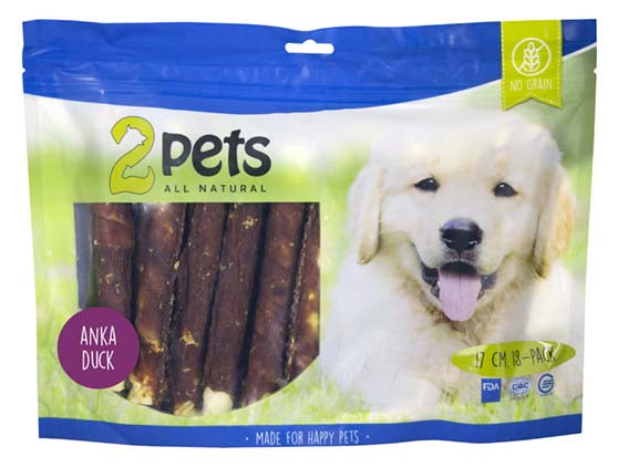 2pets - tuggrulle ankfilé 18-pack xl 17cm 840g - hundgodis