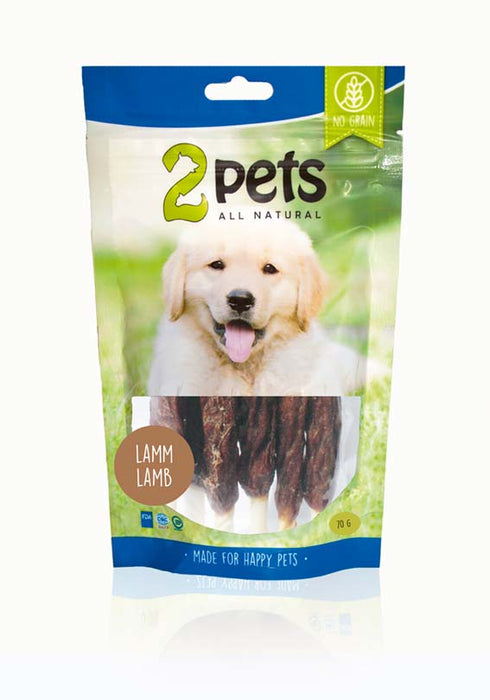 2pets - tuggpinne lamm 6-pack 12cm 70g - hundgodis