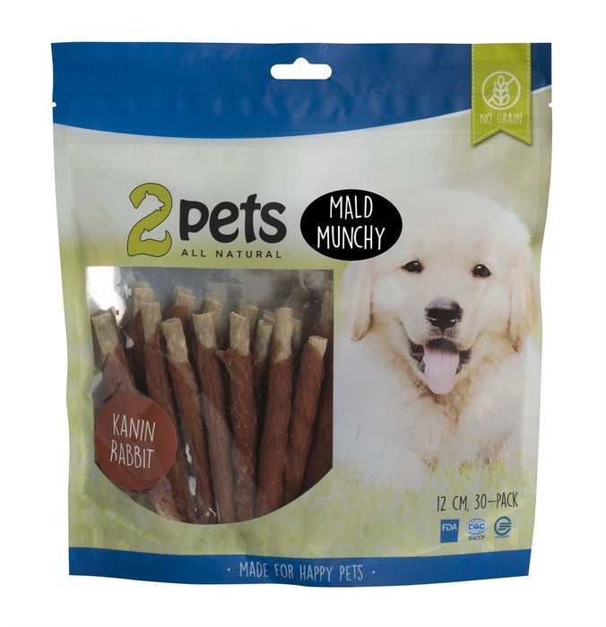 2pets - tuggpinne mald hund kanin 12cm 30-pack 400g - hundgodis