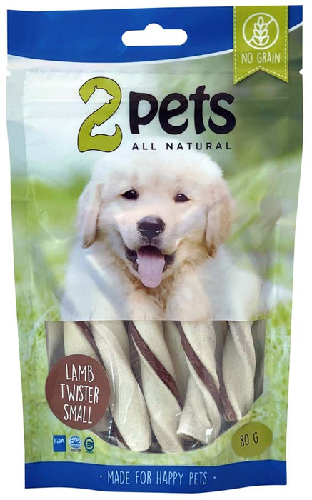 2pets - tuggtwister lamm small 80g - hundgodis