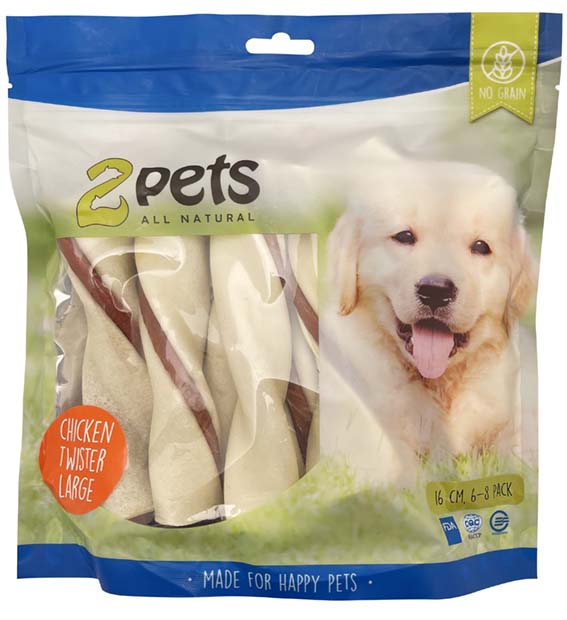 2pets - tuggtwister med kycklingfilé tuggtugg large 500g