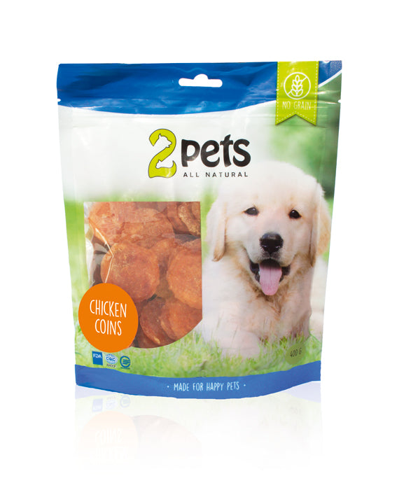 2pets - dogsnack chicken coins 400g - hundgodis