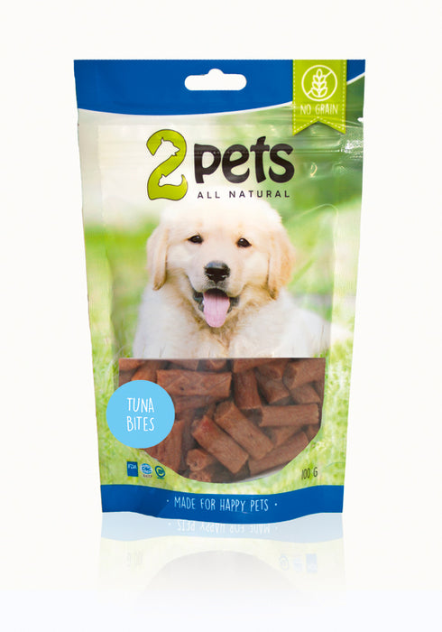 2pets - dogsnack tuna bites 100g - hundgodis