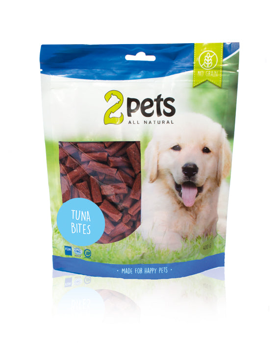 2pets - dogsnack tuna bites 400g - hundgodis