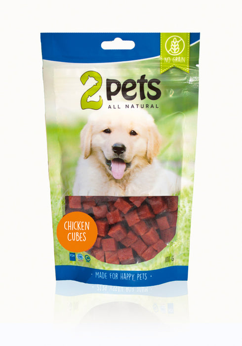 2pets - dogsnack kycklingkub 100g - hundgodis