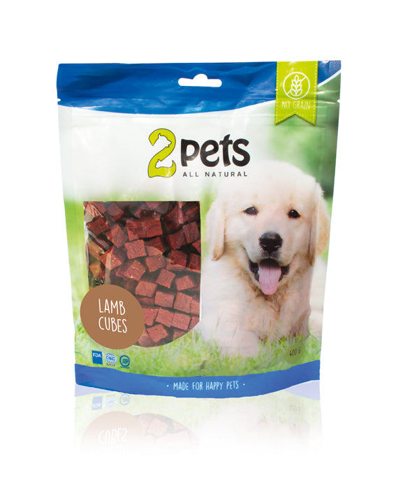 2pets - dogsnack lamm kub 400g - hundgodis