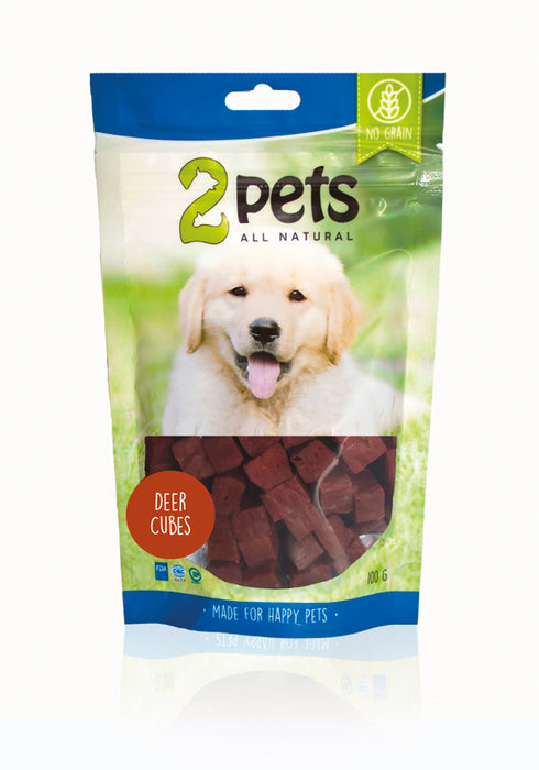 2pets - dogsnack deer cubes hundgodis 100g 1x1x1cm