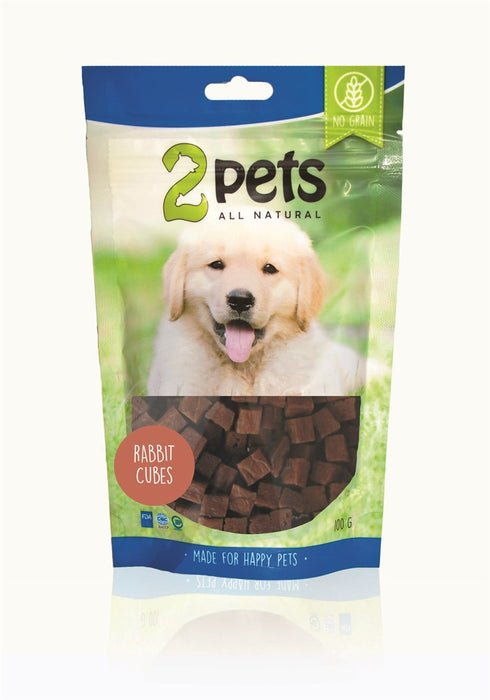 2pets - dogsnack rabbit cubes 100g - hundgodis