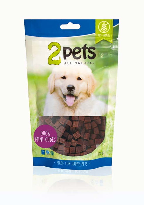 2pets - dogsnack duck minicubes 100g - hundgodis