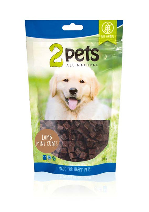 2pets - dogsnack lamm minicubes 100g - hundgodis