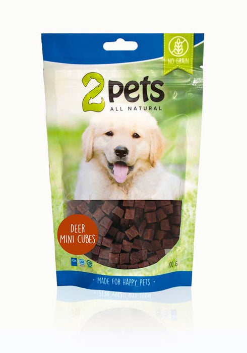 2pets - dogsnack deer minicubes 100g - hundgodis