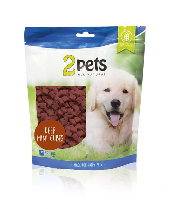 2pets - dogsnack deer minicubes, 400 g