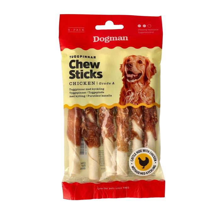 Dogman - tuggpinnar med kyckling 6p vit 12cm kyckling 10,71 sek