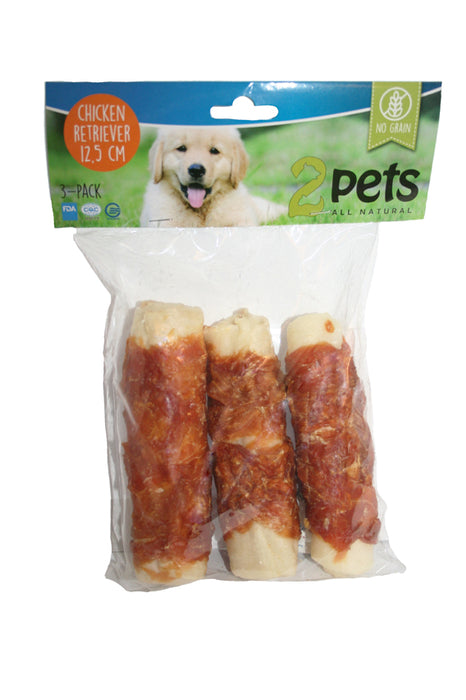 2pets - retrievertugg m kycklingfilé 12,5cm, 3-pack, ca 195-210g