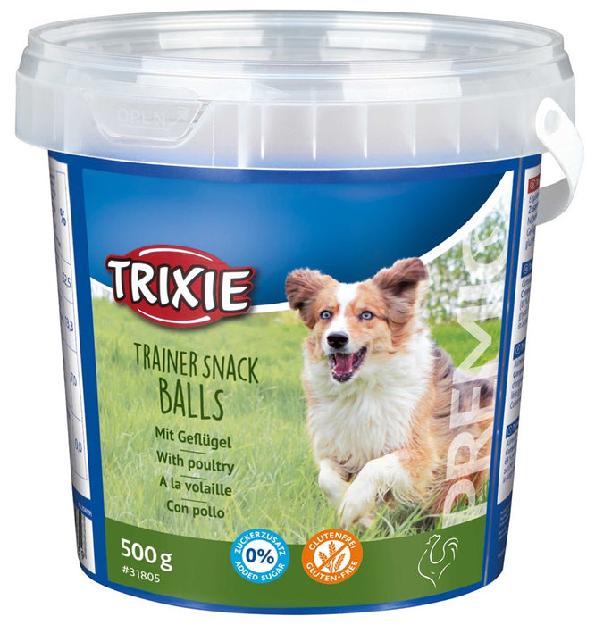 TRIXIE - premio trainer snack balls med fågel 500g plasthink