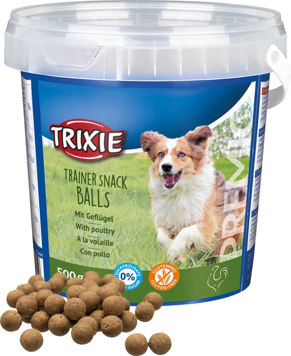 TRIXIE - premio trainer snack balls med fågel 500g plasthink