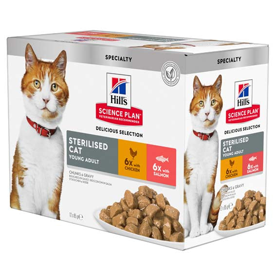 Hills - feline adult sterilised salmon & chicken 12x85g