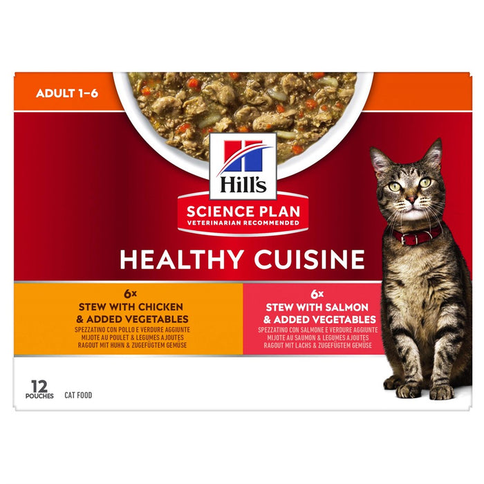 Hills - feline adult healthy cuisine chicken/salmon & vegetables 12x80g