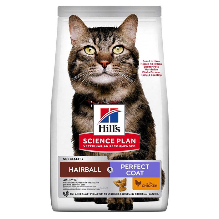 Hills - feline adult hairball & perfect coat chicken 7kg