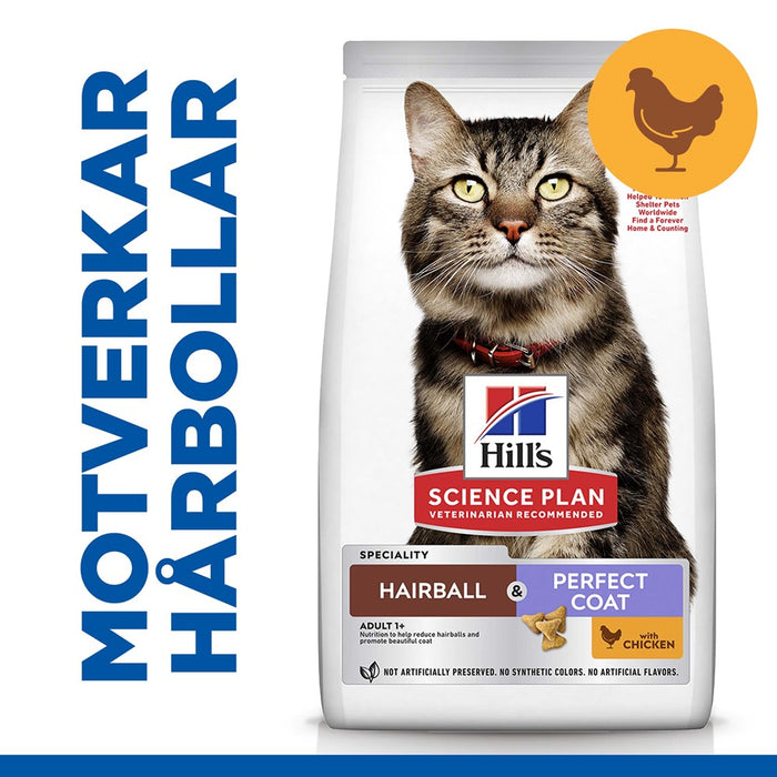 Hills - feline adult hairball & perfect coat kyckling 1.5kg