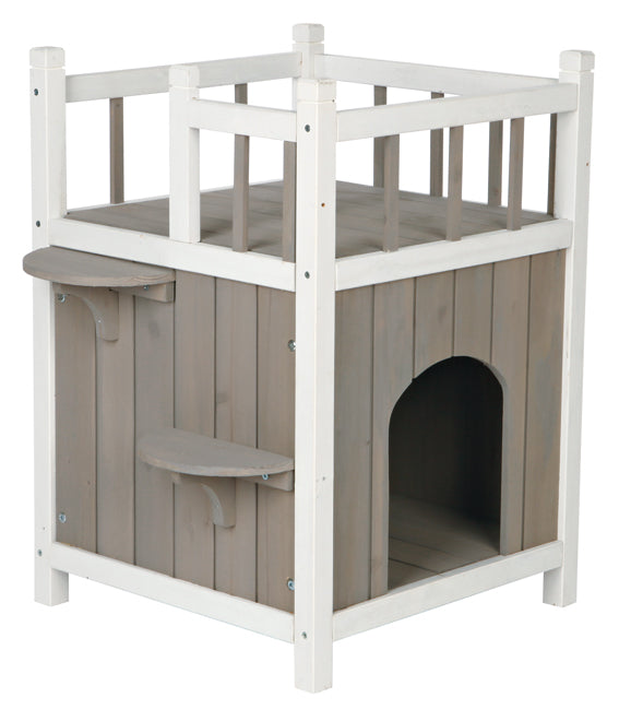 TRIXIE - cats home med balkong hus grå/vit 45×h65×45cm