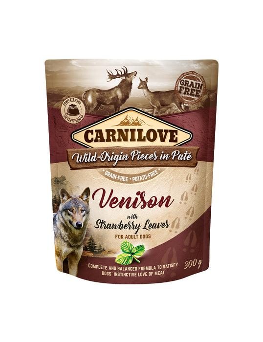 Carnilove - pouch paté venison with strawberry leaves