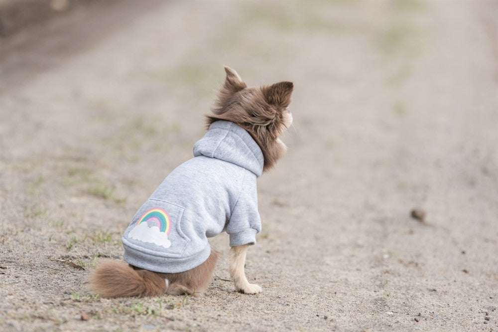 TRIXIE - rainbow falls hoodie ljusgrå xs 30cm - kläder för husdjur