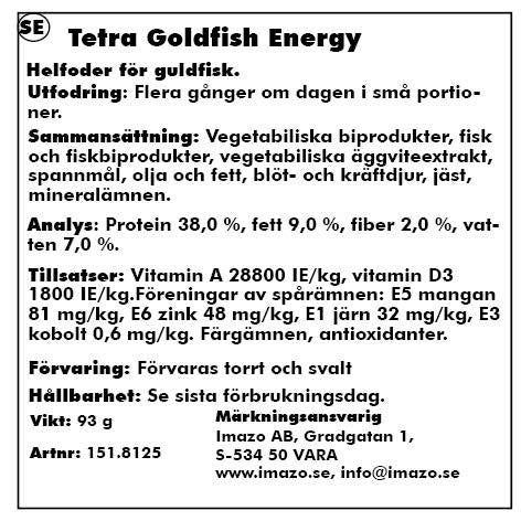 Tetra - goldfish energi sticks 250ml