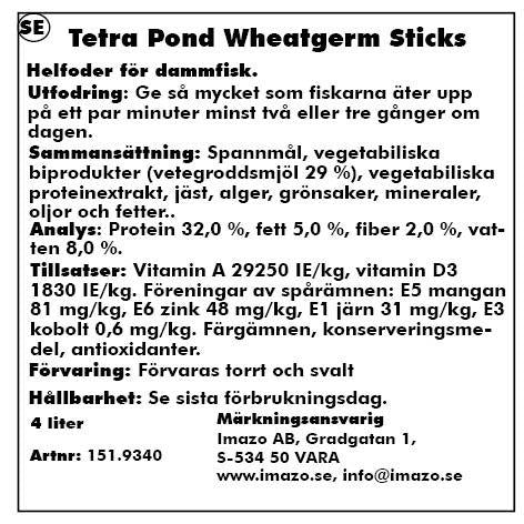 Tetra - pond wheatgerm sticks 4l