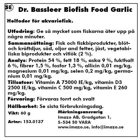 Aquarium Munster - dr bassleer biofishfood garlic m 60g