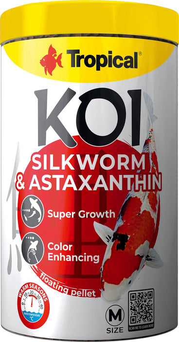 Tropical - new koi silkworm & astaxanthin pellet size m 1000ml/3