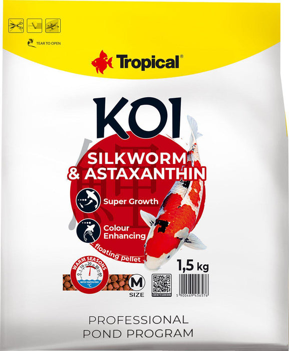 Tropical - new koi silkworm & astaxanthin pellet size m 5l/1,5kg