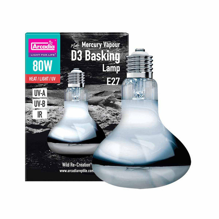 Arcadia - d3 basking lamp mini 80w värme & solljus uva/uvb e27