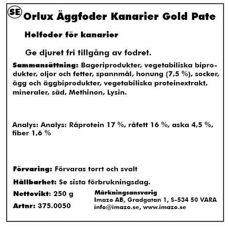 Orlux - äggfoder kanarie gold pate 250gr