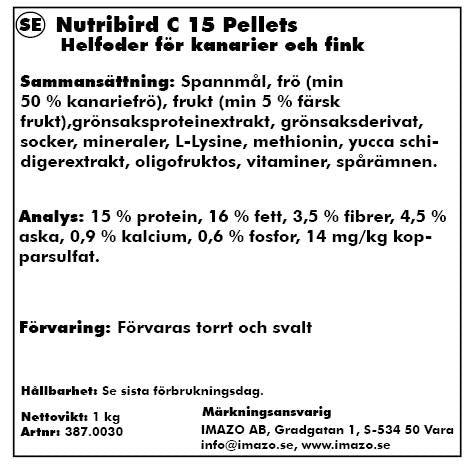 Nutribird - c15 pellets för kanarie och fink 1kg