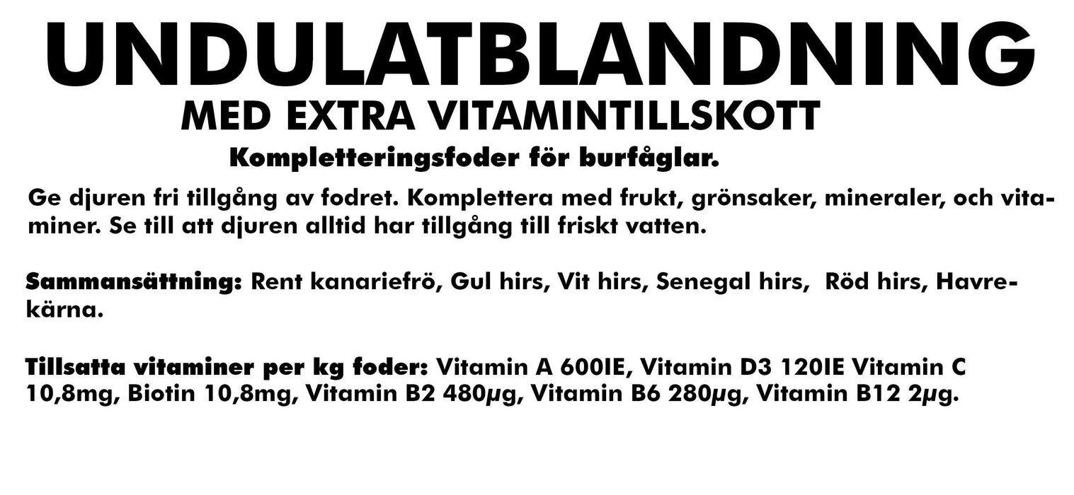 Bello - undulatblandning vitamintillskott 5kg