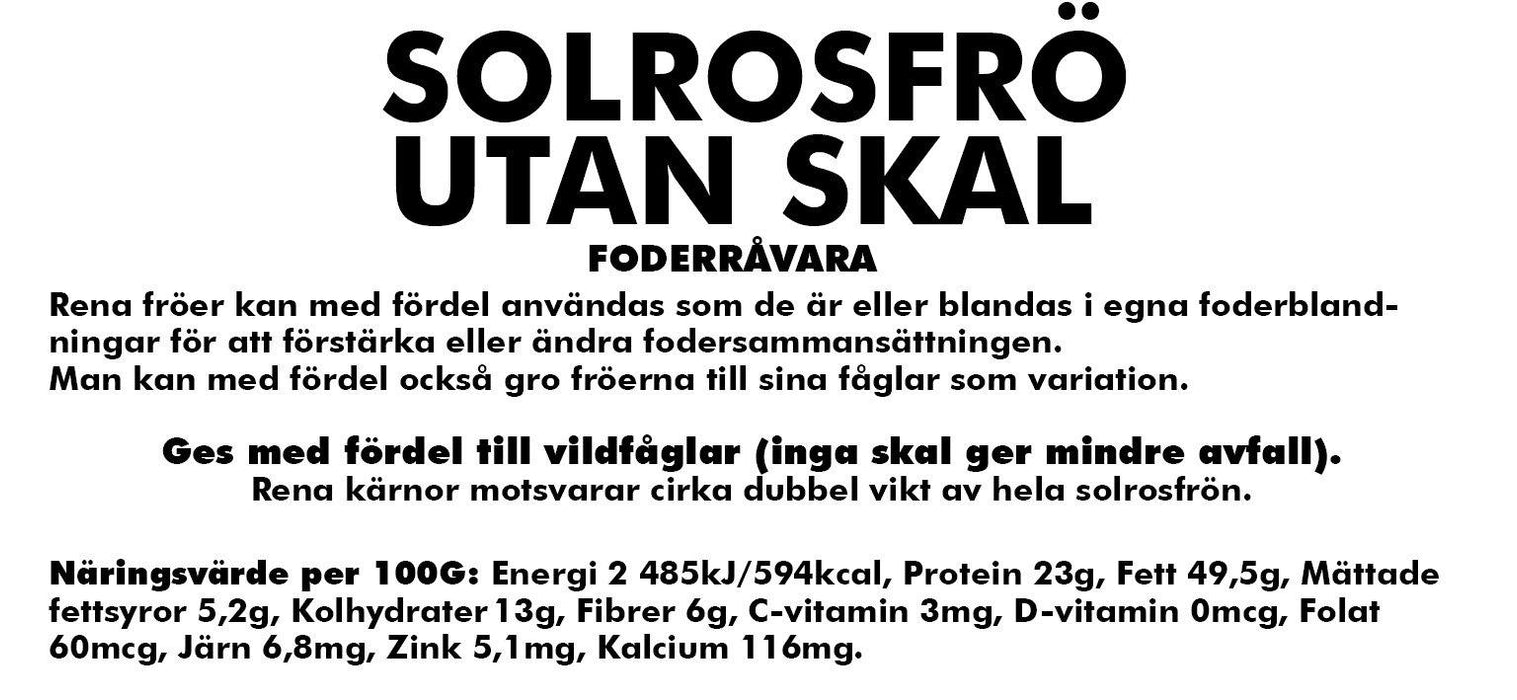 Bello - solrosfrö utan skal 20kg till vildfågel