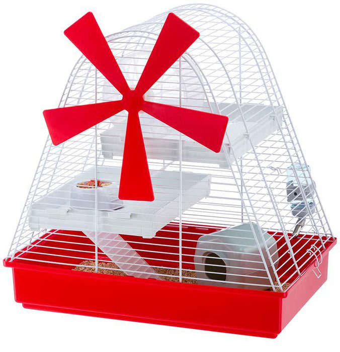 Ferplast - magic mill hamsterbur vit/röd 46x29.5x46.5cm